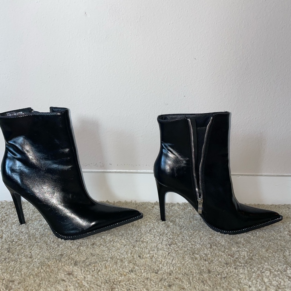 Sexy Black Boots with rhinestones worn once